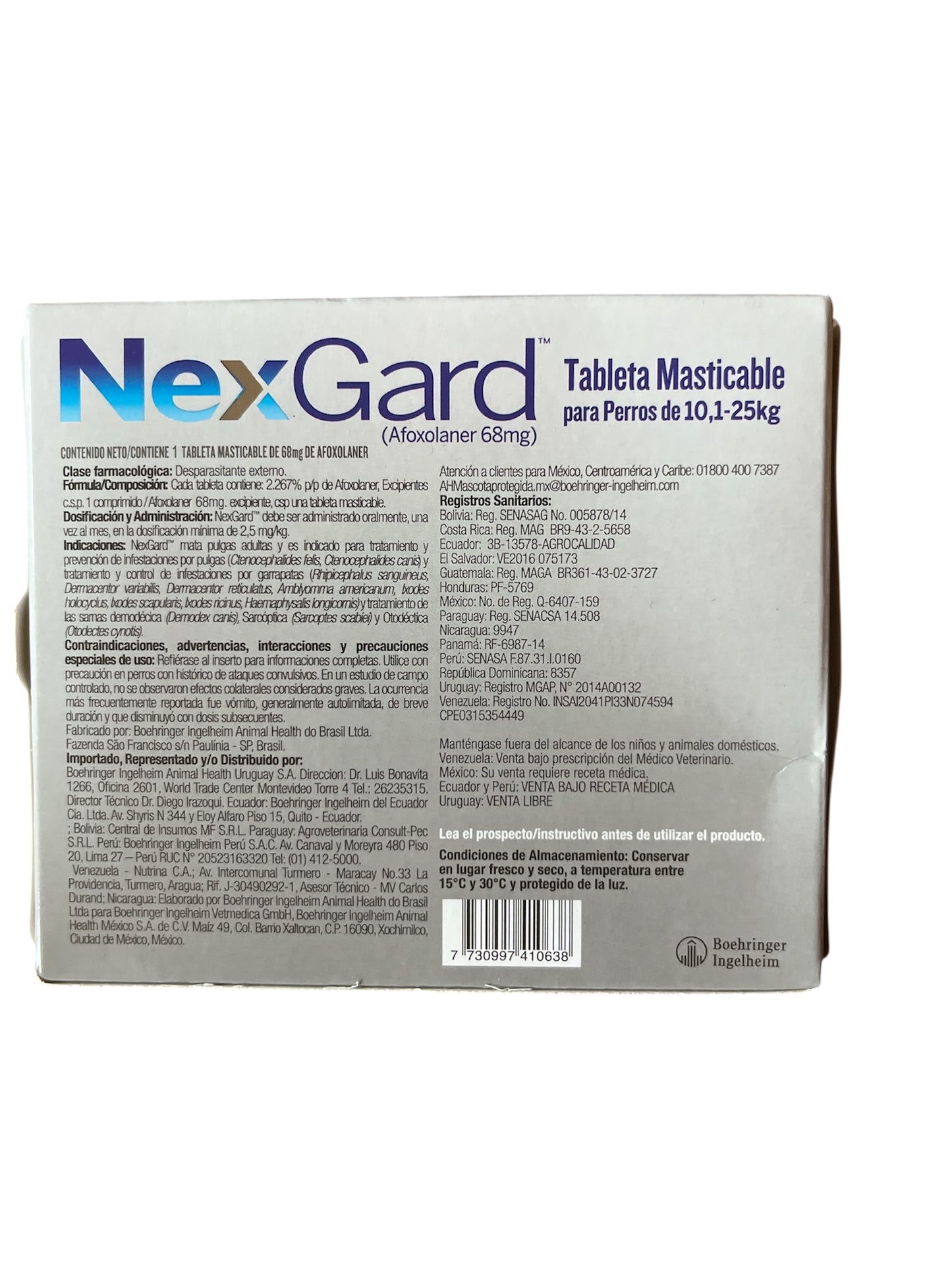 NEXGARD 10-25 KILOS COMPRIMIDO MASTICABLE