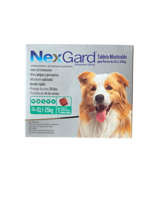 NEXGARD 10-25 KILOS COMPRIMIDO MASTICABLE