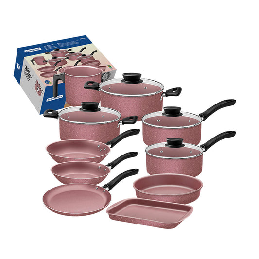 Batería De Cocina 14Pz. Starflon Linz Rosa Tramontina 28299/407