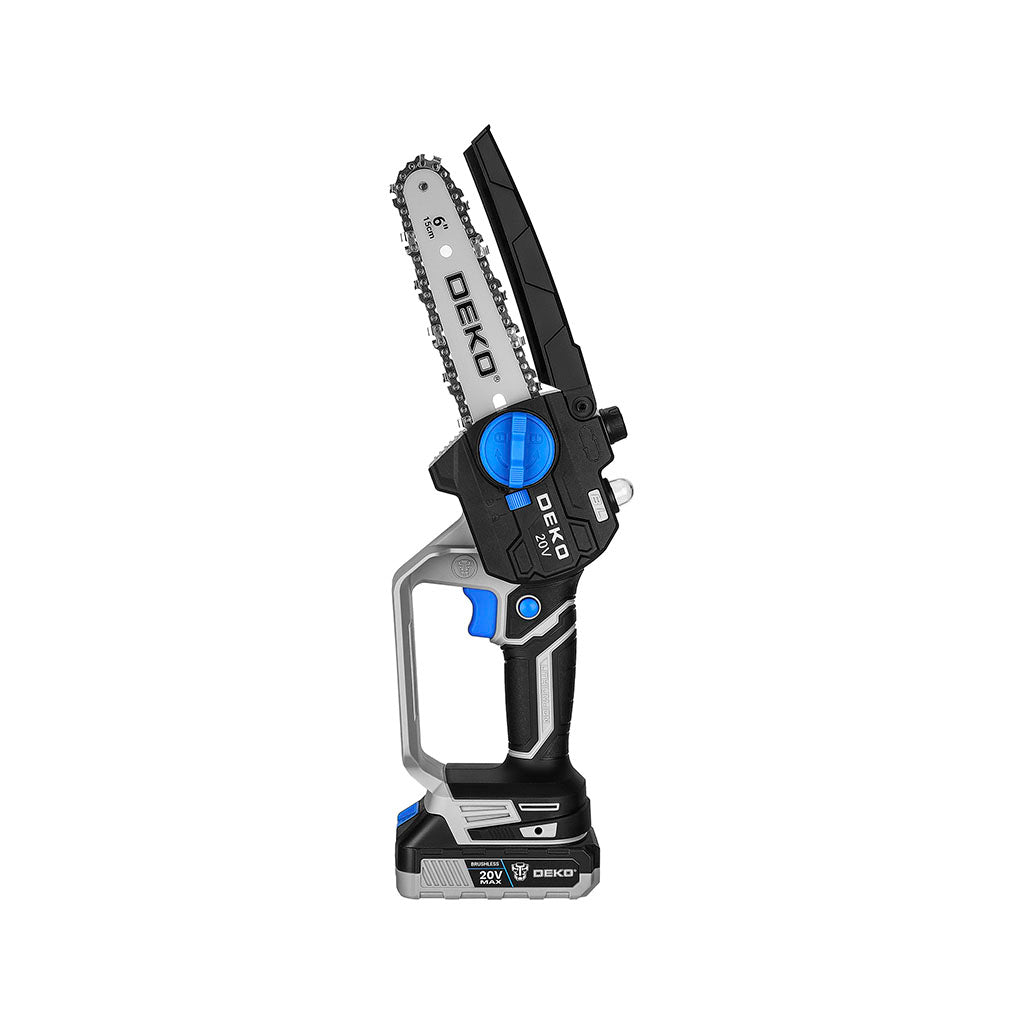 Mini Motosierra Podadora a Batería 6'' 20V C/1 Bat. y Carg. Deko DKCHS20004BL-06