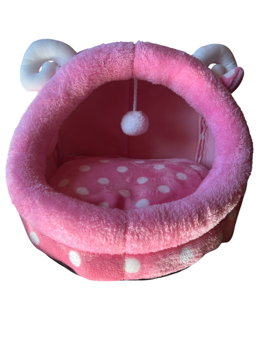 Cuna tipo Igloo con almahoadon color roa 30x30x30