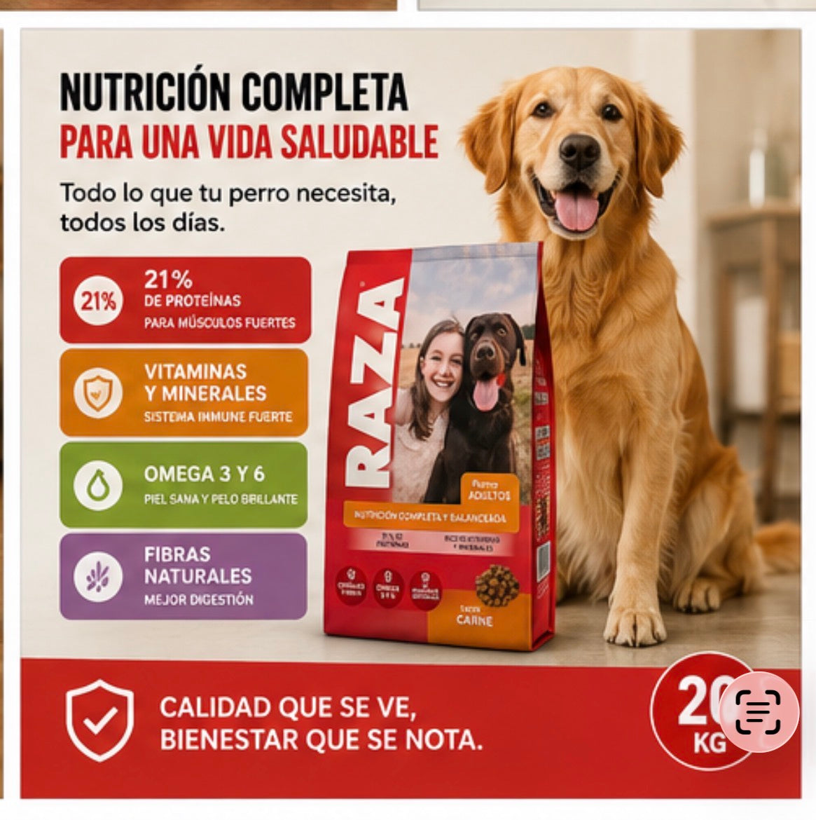 Alimento para Perros Adultos sabor Carne 20 Kg RAZA