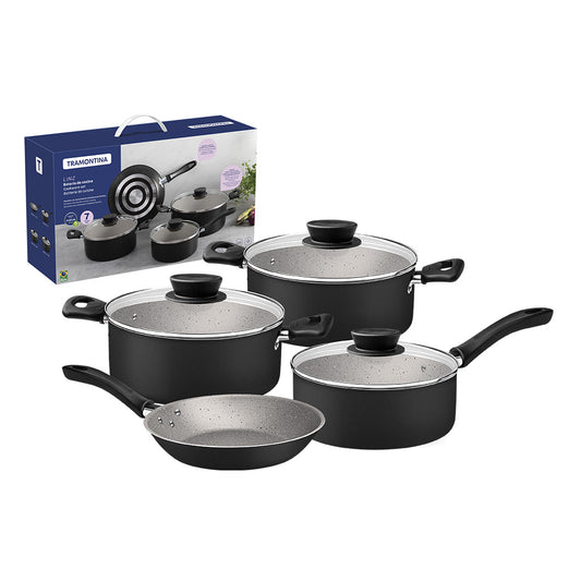 Batería De Cocina 7Pz. Starflon Linz Negro Tramontina 28299/008