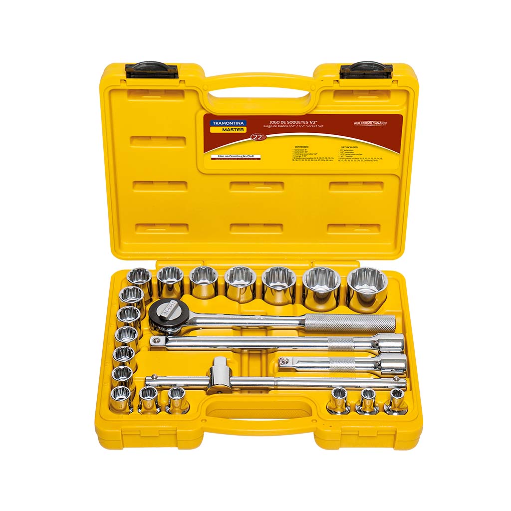Bocallaves Estriado 22Pz./4 Acc. Enc.1/2'' De 8 a 32mm Tramontina 43600/022